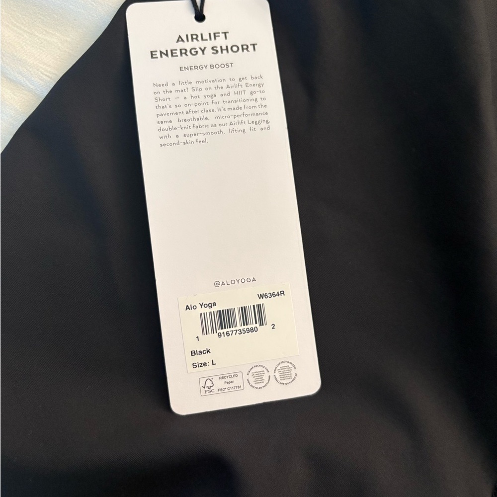 ALO Yoga Black Airlift 5” Bike Shorts Moisture-Wicking Performance - Picture 4 of 4